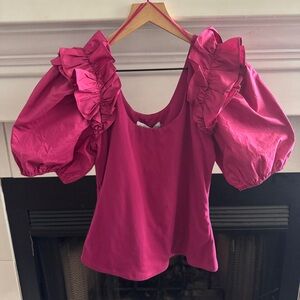 Anthropologie Endless Rose Ruffled Puff-Sleeve Top